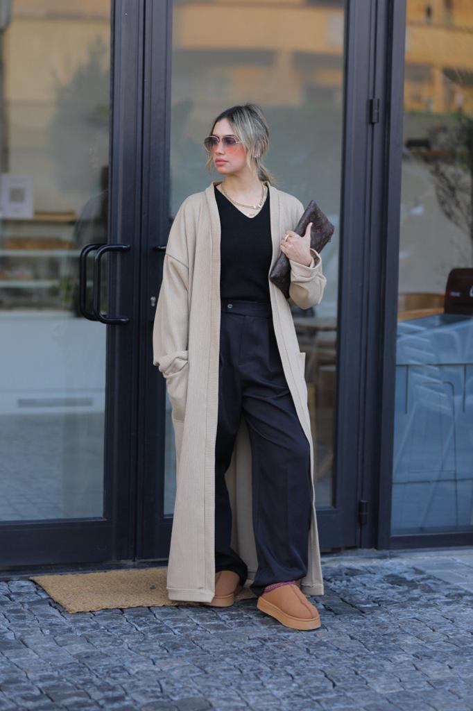 Beige Long Cardigan For Her