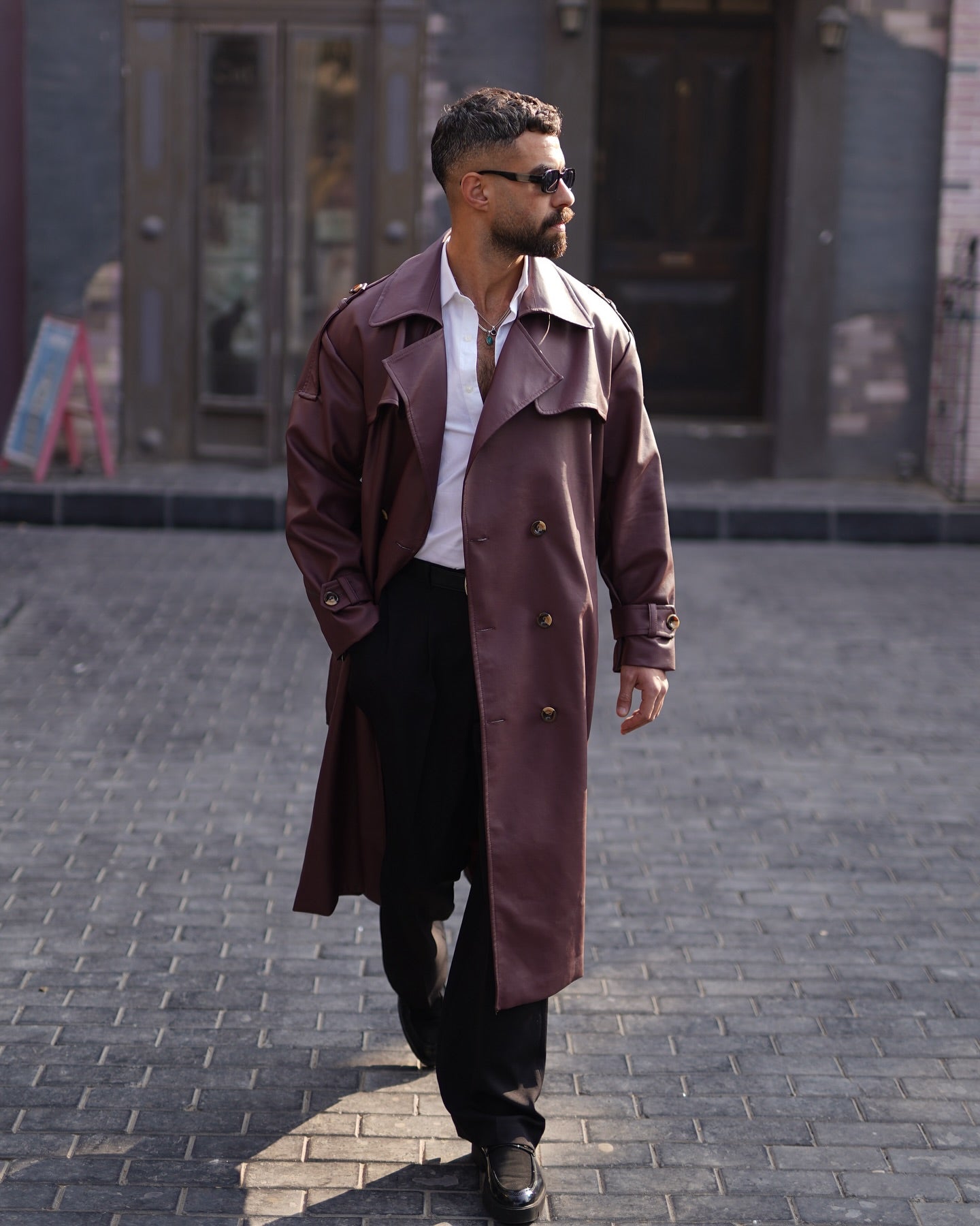 Leather trench coat For Him