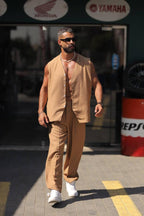 Camel Casual Linen Vest