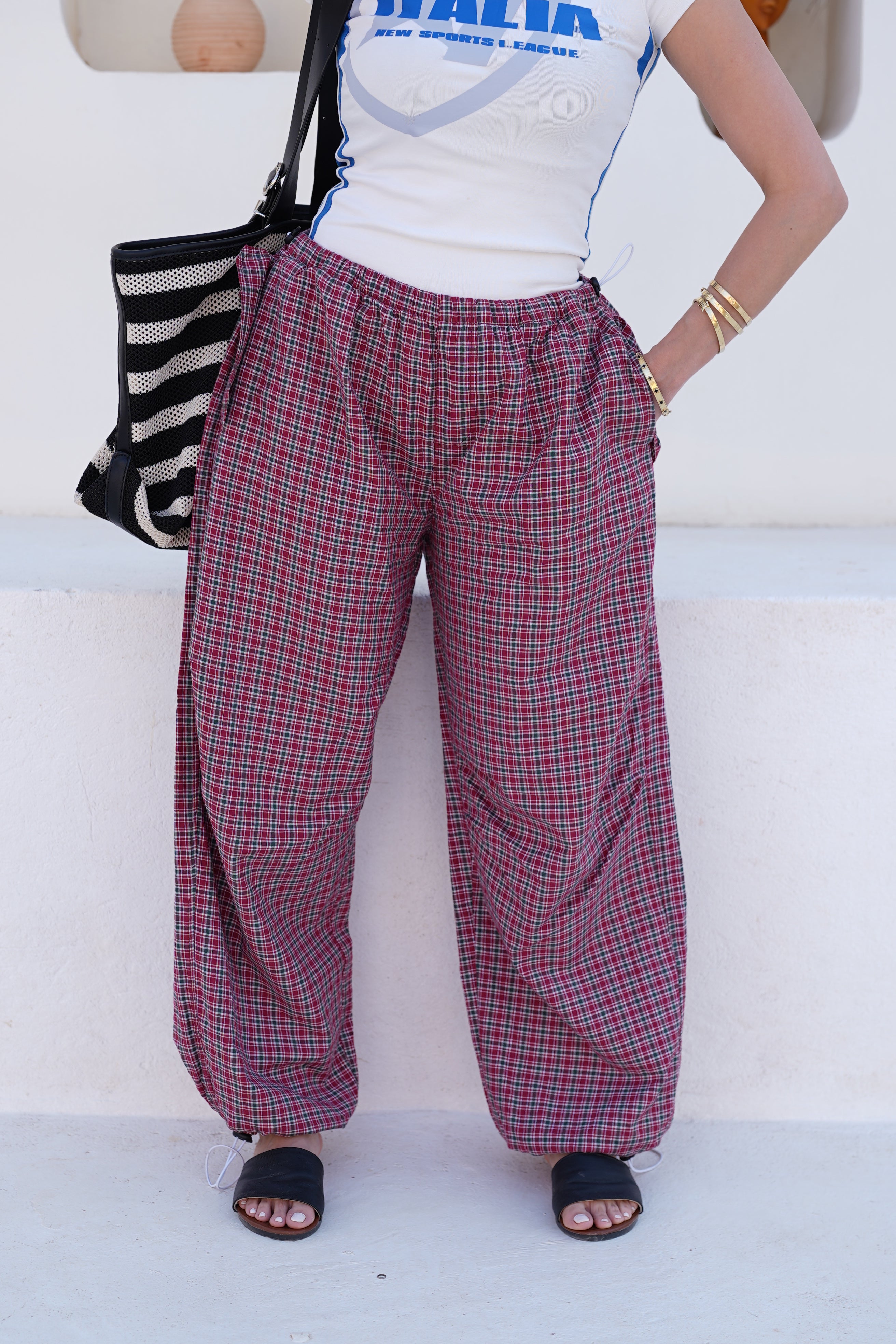 Karo Check wide Trousrs