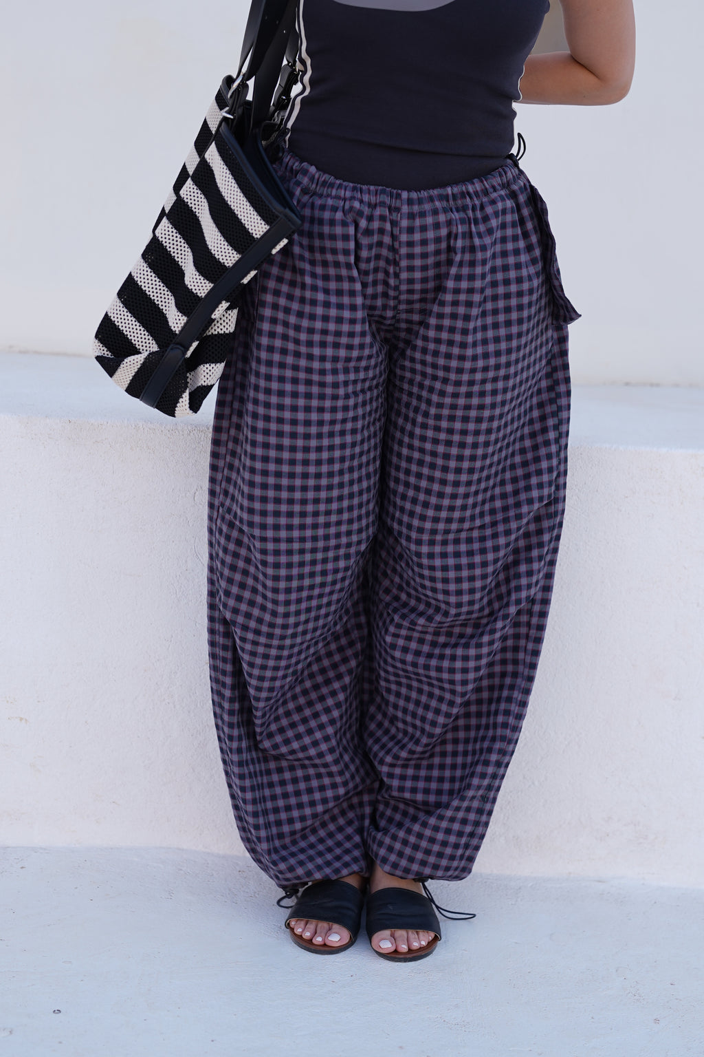 Karo Check wide Trousrs