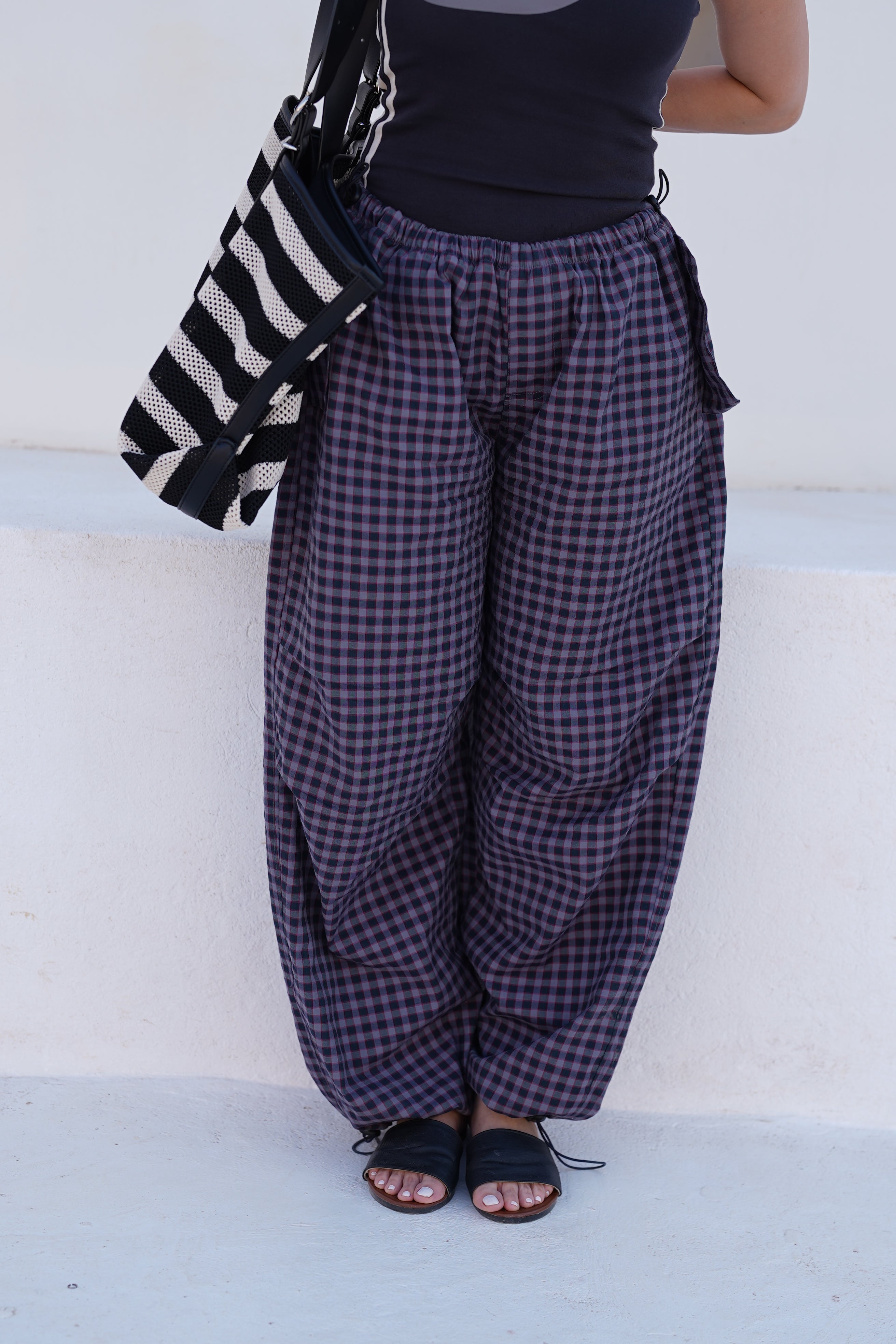 Karo Check wide Trousrs