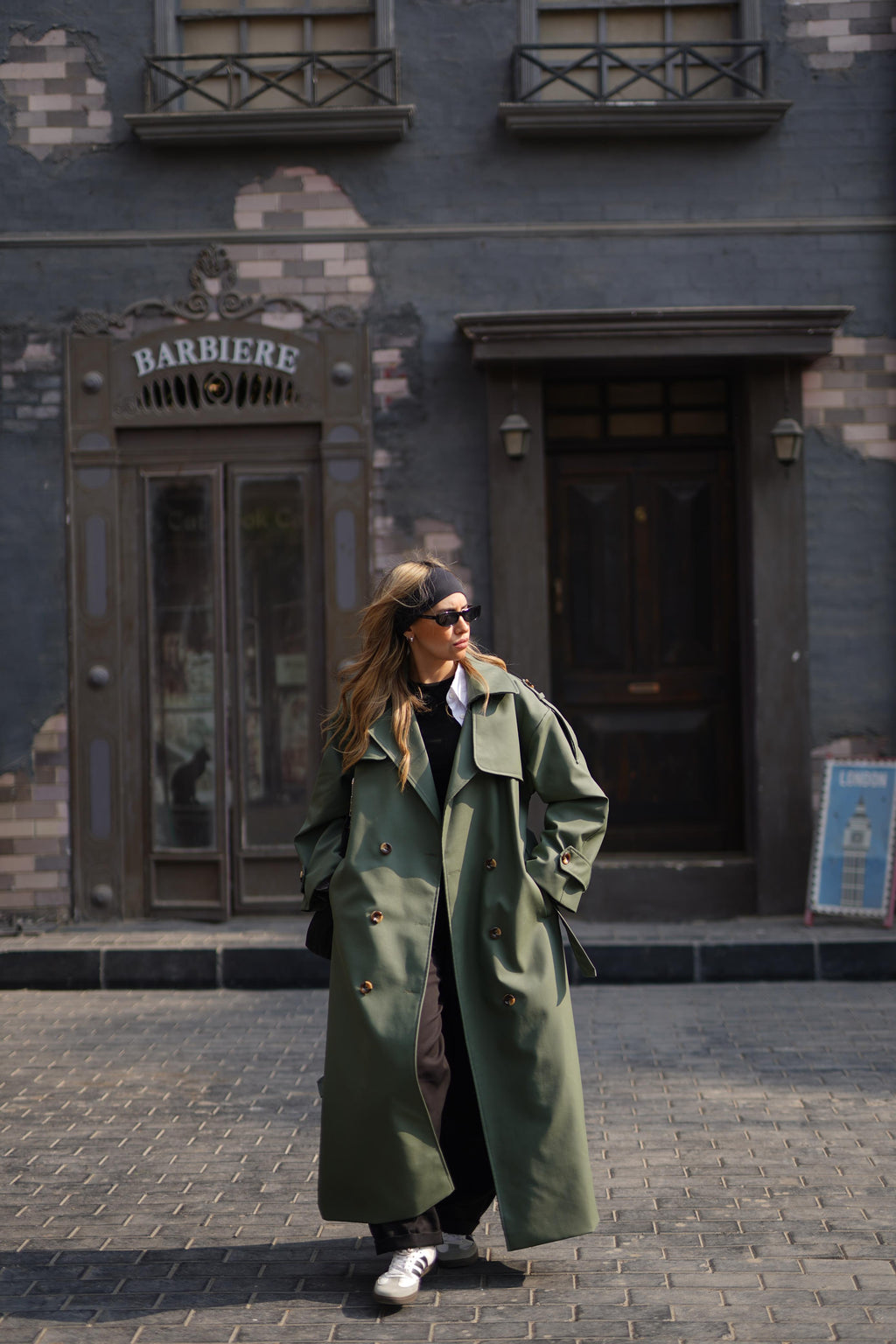 Black Leather trench coat For Her